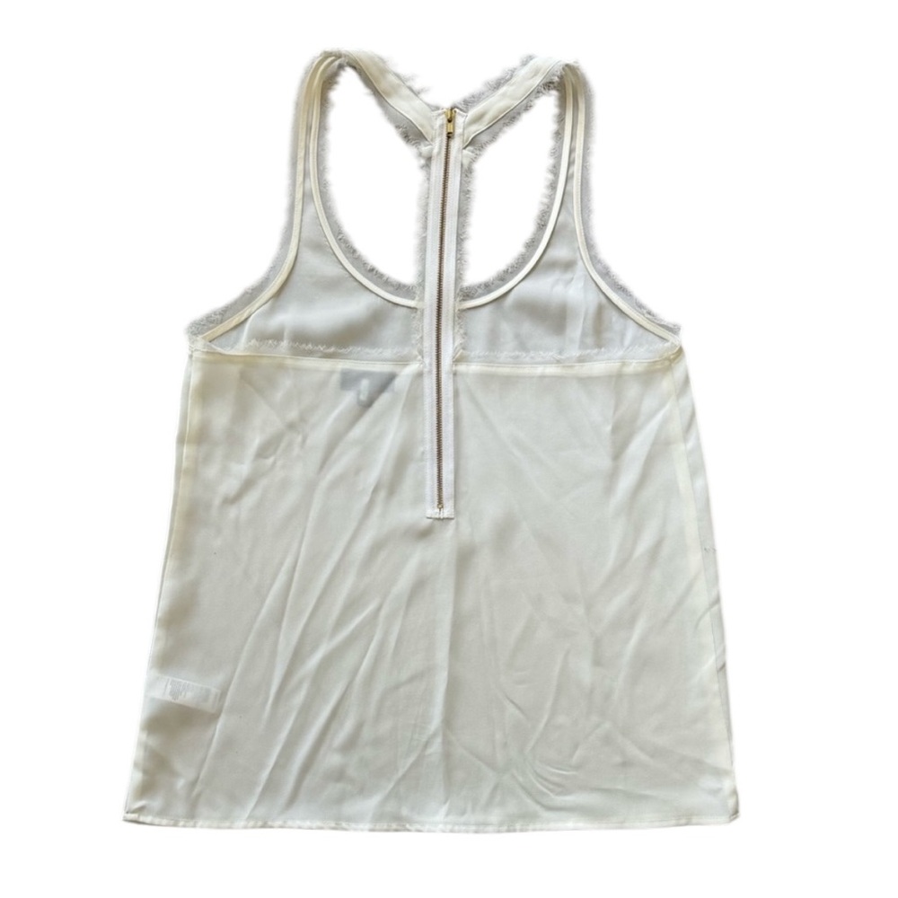 Topshop White Frayed Strappy Racerback T-Back Tank Top Camisole, Size 6